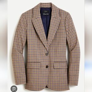 J Crew Boyfriend Plaid Italian Stretch Wool Blazer